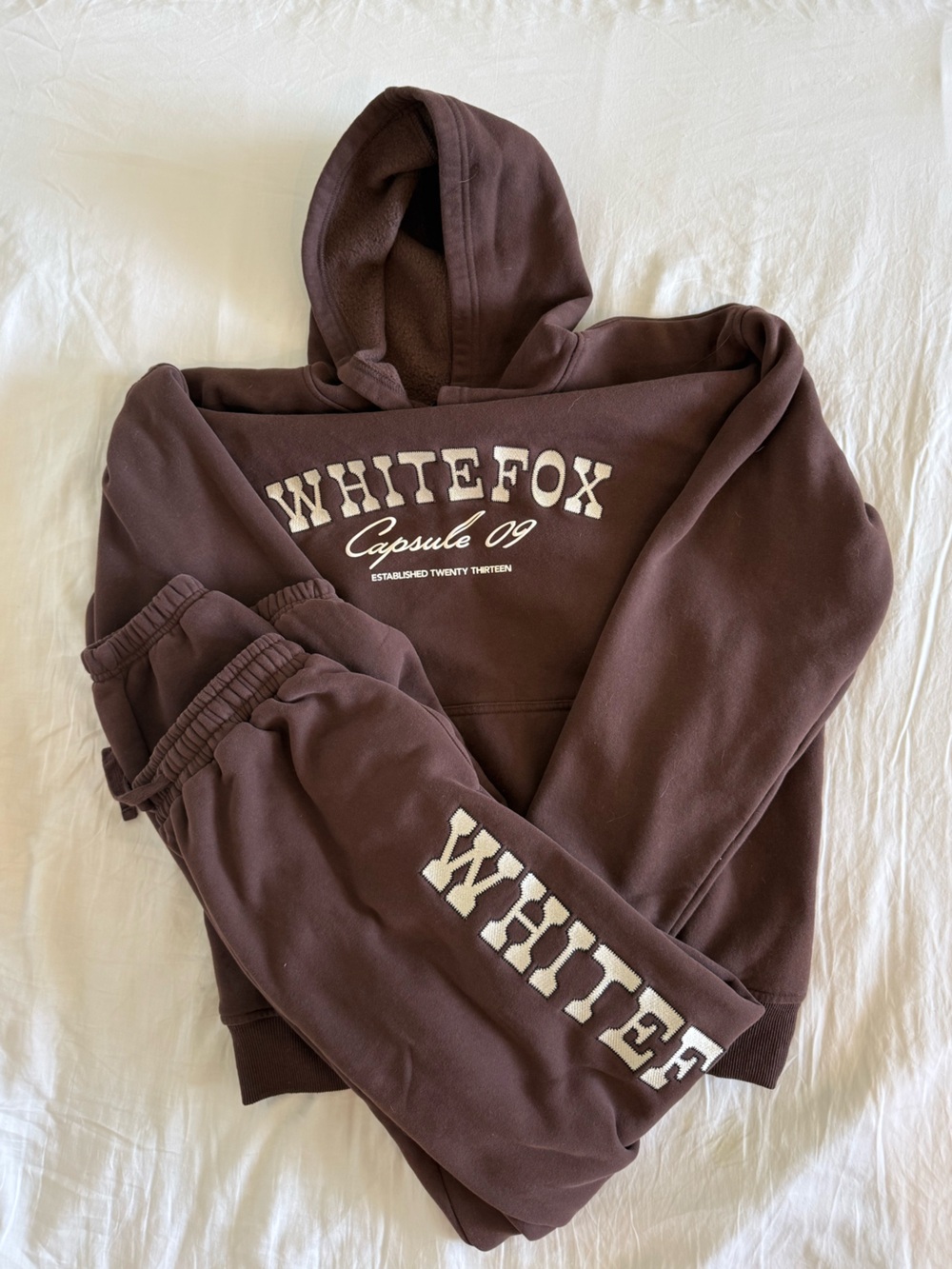 White fox brown sweat set